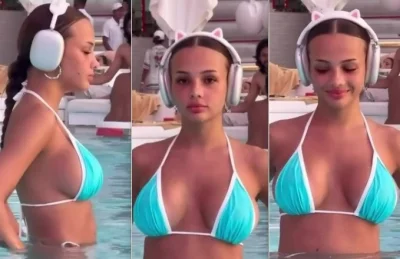 Валя Карнавал в бассейне выставила напоказ свои сочные сиськи